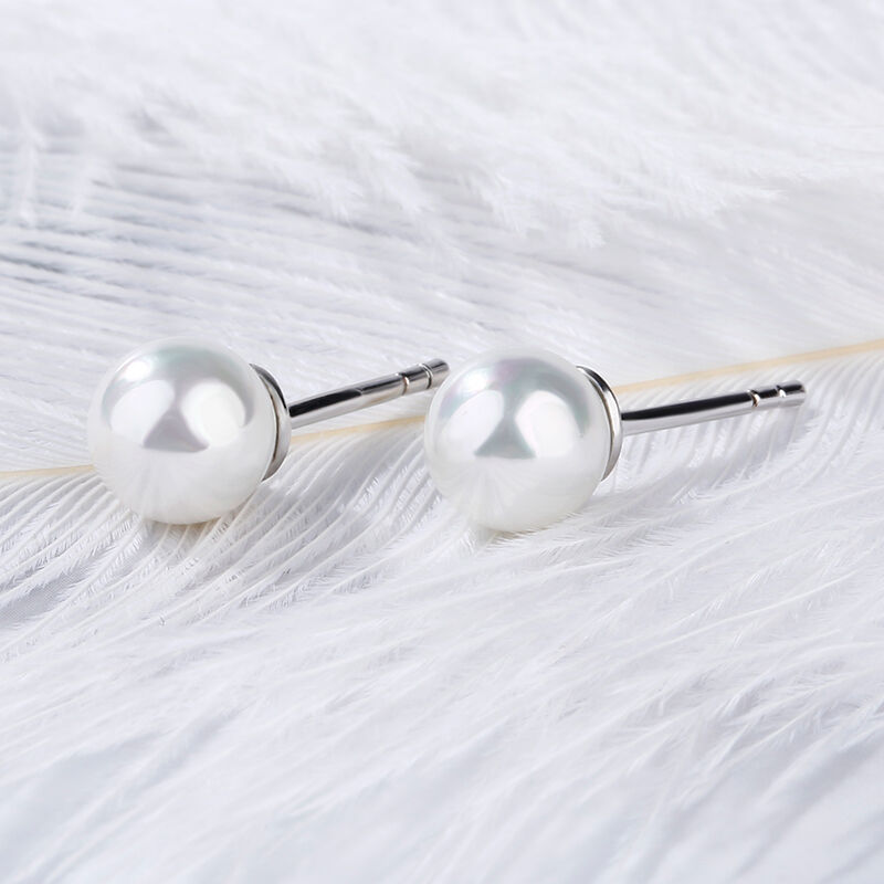 Jeulia Simple Cultured Pearl Sterling Silver Stud Earrings