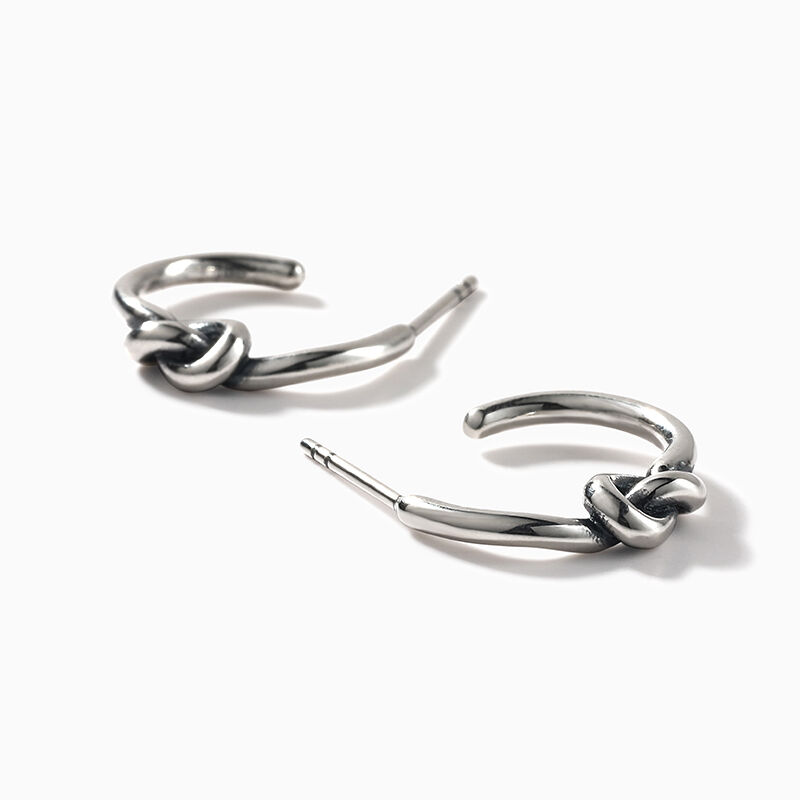 Jeulia "Small Knot" Sterling Silver Hoop Earrings