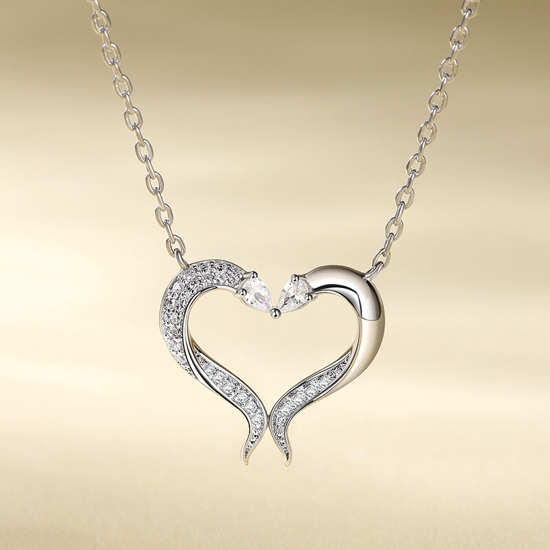 Jeulia "Fishes Dance" Heart-Shaped Sterling Silver Necklace