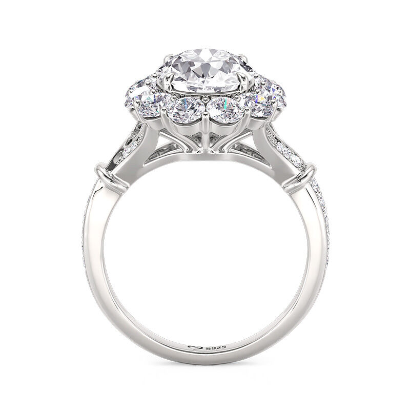 Jeulia Classic Halo Oval Bouquet Engagement Eternity Ring