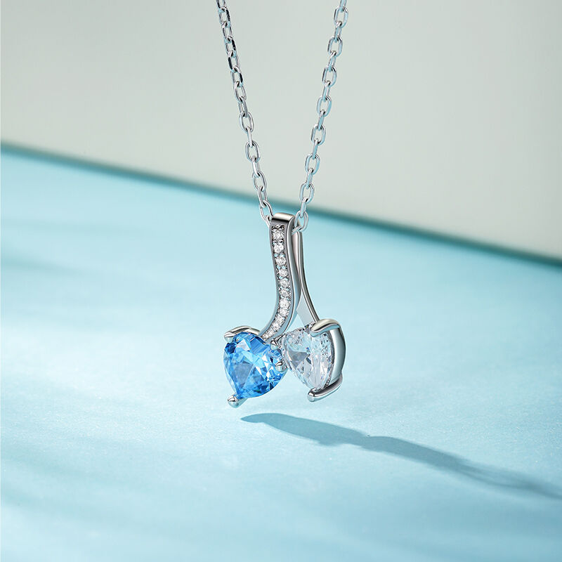 Jeulia "Entwined Hearts" Custom Heart Necklace Two Stone Twist