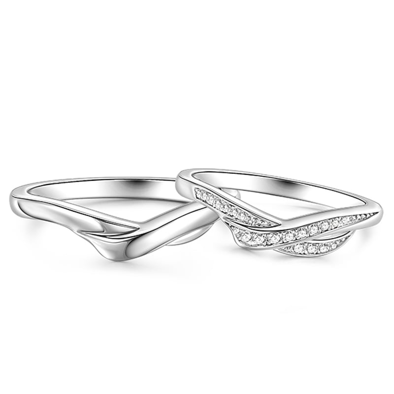 Jeulia "Journey of Love" Couple Rings Sterling Silver