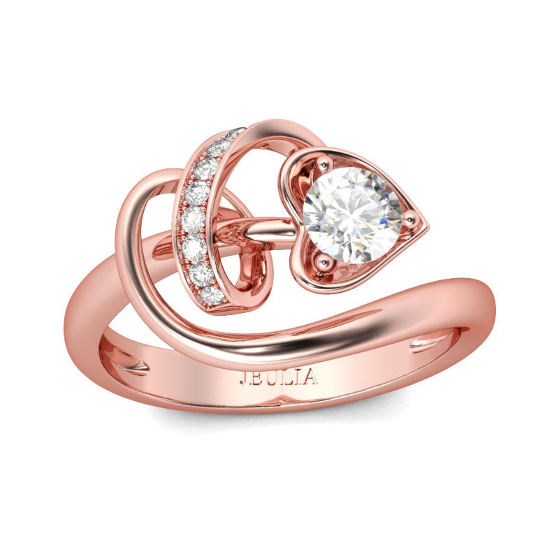 Jeulia Heart & Arrow Round Cut Sterling Silver Promise Ring