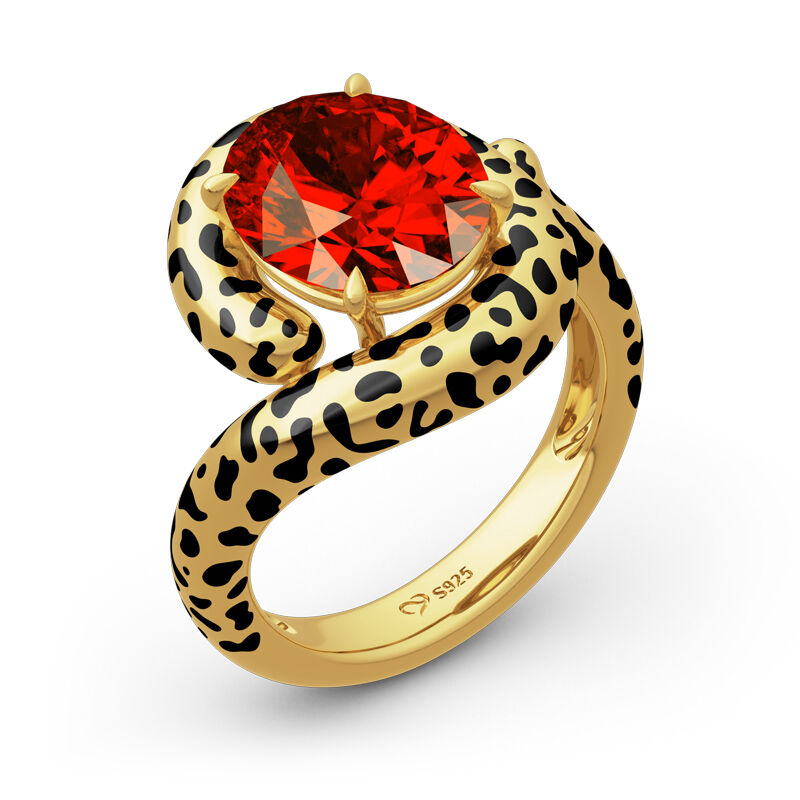 Jeulia "Wild Beauty" Leopard Print Oval Cut Sterling Silver Ring