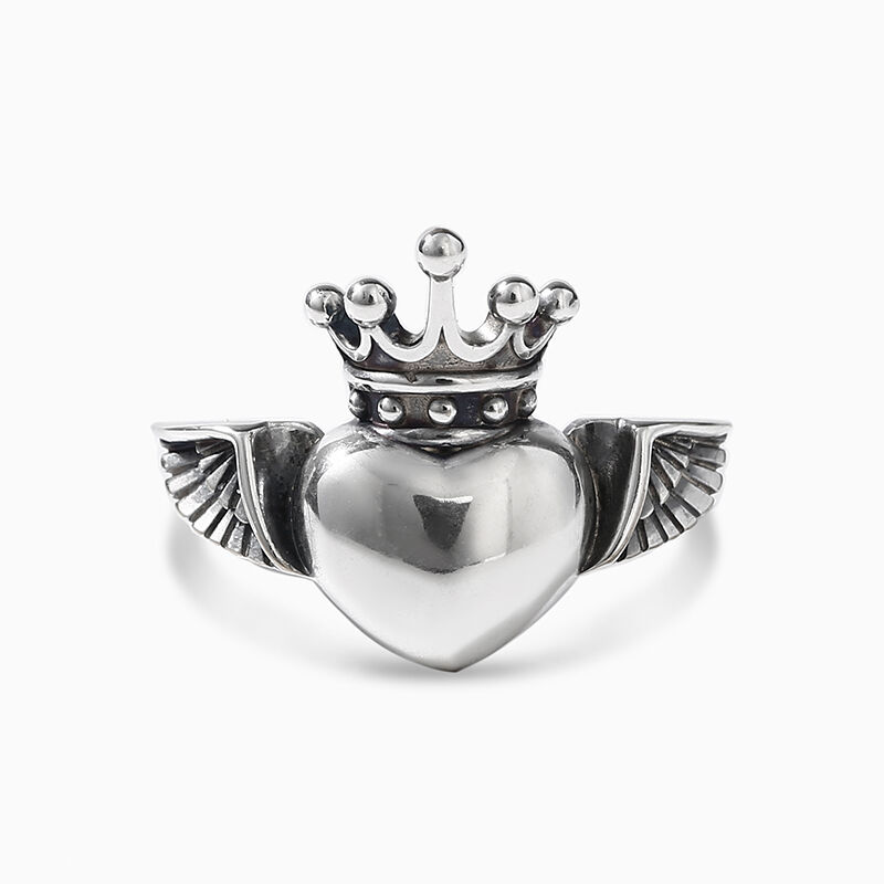 Jeulia "Wings & Crown" Heart Sterling Silver Ring