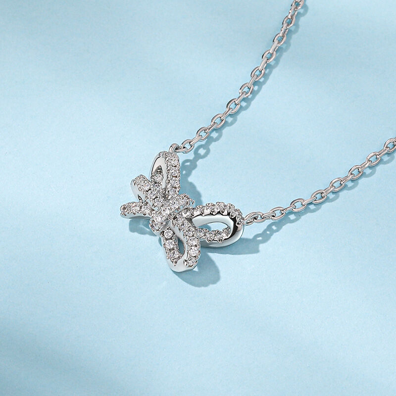 Jeulia Schleife Design Sterling Silber Halskette