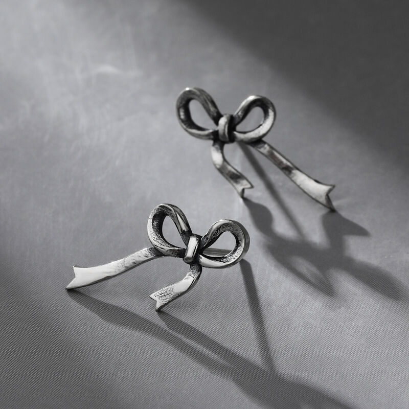 Jeulia "Irregular Bowknot" Sterling Silver Earrings