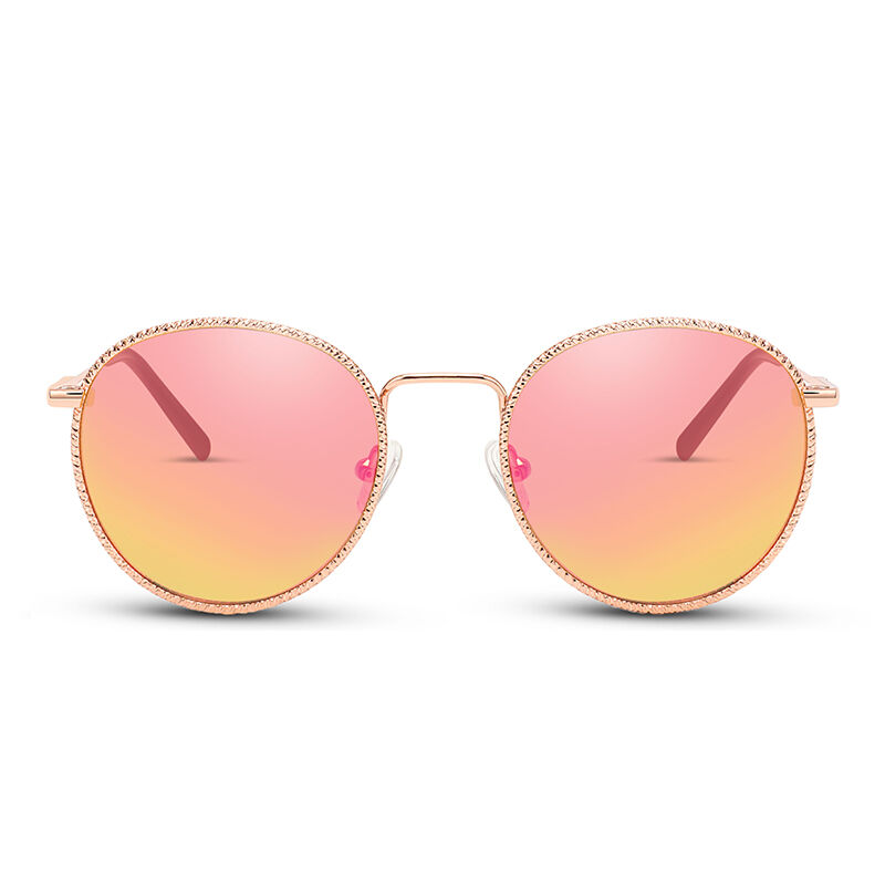 جوليا نظارة شمسية نسائية مستديرة وردية اللون عاكسة
