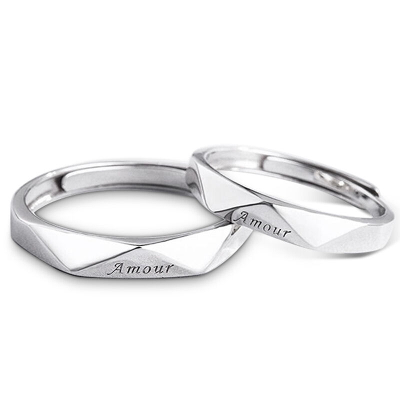 Jeulia Engraved Sterling Silver Couple Rings