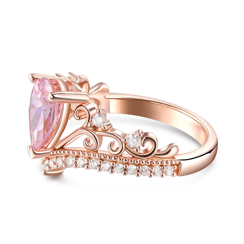 Jeulia Crown Pear Cut Synthetic Morganite Sterling Silver Ring