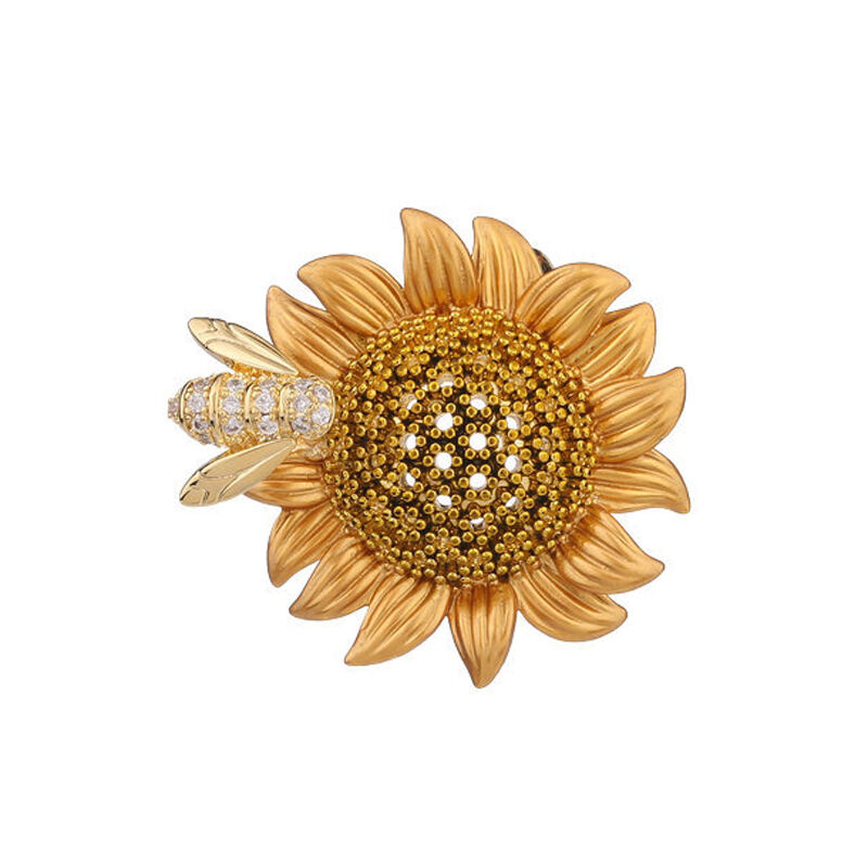 Jeulia Sunflower & Bee Design Brooch