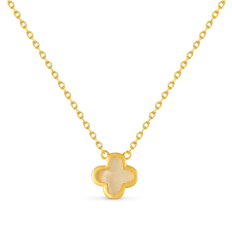 Jeulia Lucky Clover Titanium Steel Mother of Pearl Necklace