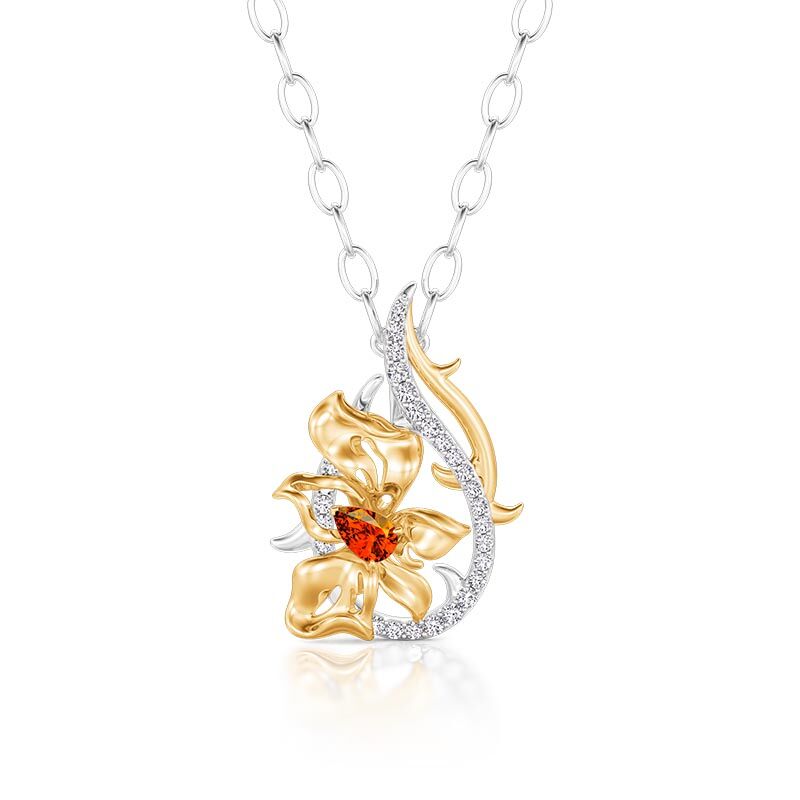 Jeulia x Leyla "Floral of Thorns" Tvåfärgad Twist Blomma Mode Halsband i Sterling Silver