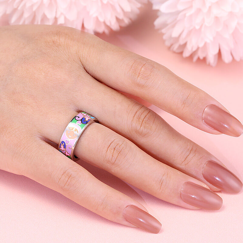 Jeulia Fedine da Donna Smaltato con Viso Sorriso in Argento Sterling