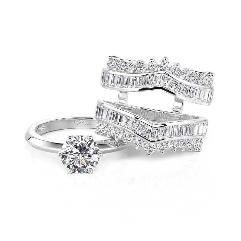 Jeulia Round Cut Interchangeable Bridal Ring Set
