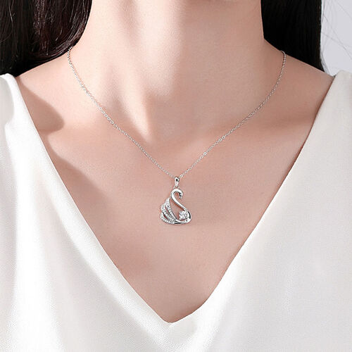 Jeulia Swan Sterling Silver Necklace