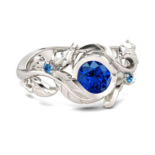 Jeulia Leaf Shape Round Cut Sterling Silver Ring