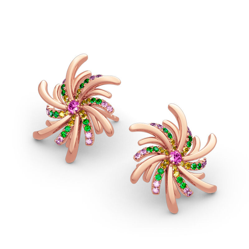 Jeulia "Gorgeous Firework" Sterling Silver Stud Earrings
