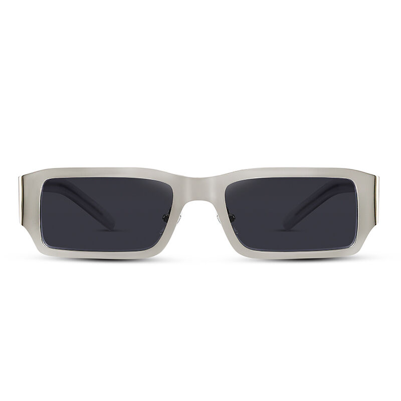 Jeulia "Perspective" rektangel grå metall polariserade Unisex solglasögon