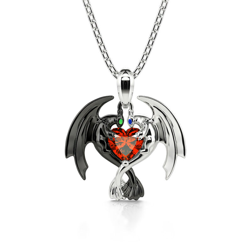Jeulia Hug Me "Strongest Romance" Dragon Couple Heart Cut Sterling Silver Jewelry Set