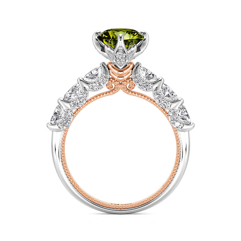 Jeulia Two Tone Princess Gown Inset Green Engagement Ring