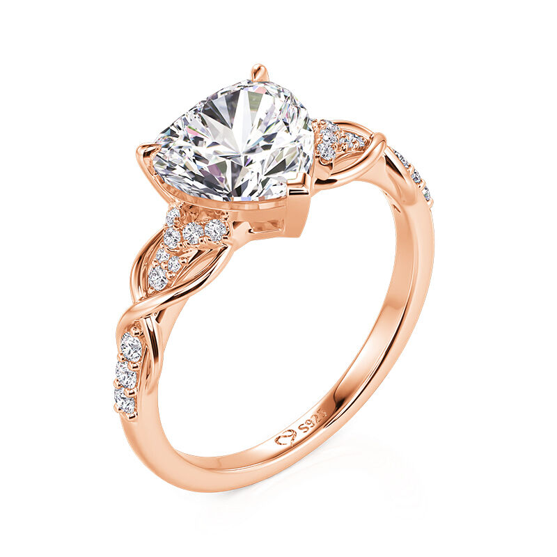 Jeulia Anillo de Compromiso Corazón Infinito de Amor con Piedras Laterales