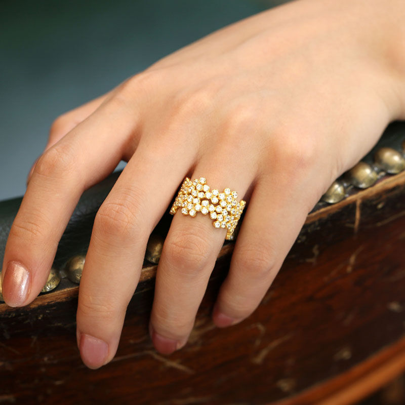 جوليا خاتم قطع دائري من الفضة الإسترليني غير عادي النسائية