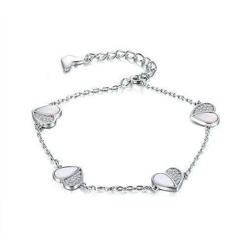 Jeulia Mother of Pearl Heart Sterling Silver Bracelet