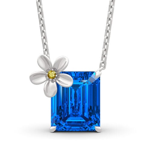 Jeulia "Fragrant Flower" Emerald Cut Sterling Silver Necklace Jeulia