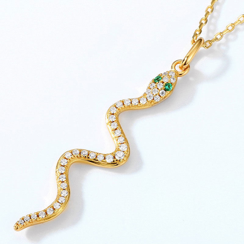 Jeulia Small Snake Gold Tone Sterling Silver Necklace