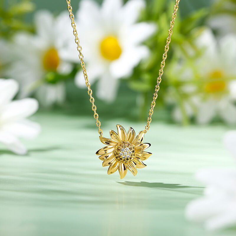 Jeulia "Sunshine" Sunflower Sterling Silver Necklace