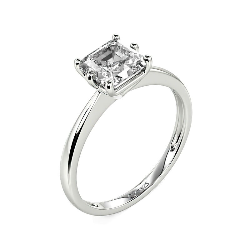 Jeulia Asscher Cut Solitaire Sterling Silver Engagement Ring