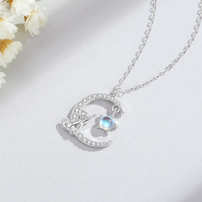 Jeulia Moon Huggers Collier Chat en Pierre de Lune