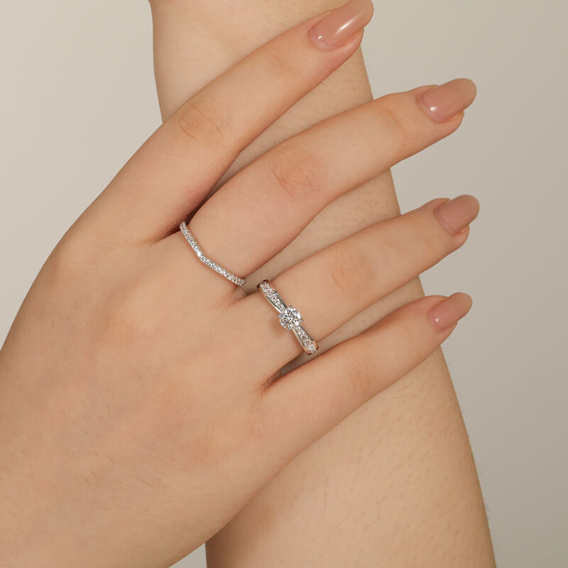 Jeulia Ensemble de Bague de Fiançailles Coupe Ronde Personnalisée 2 Pièces