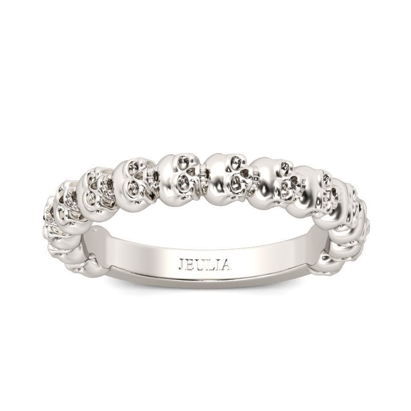 Jeulia Simple Circle Sterling Silver Skull Ring