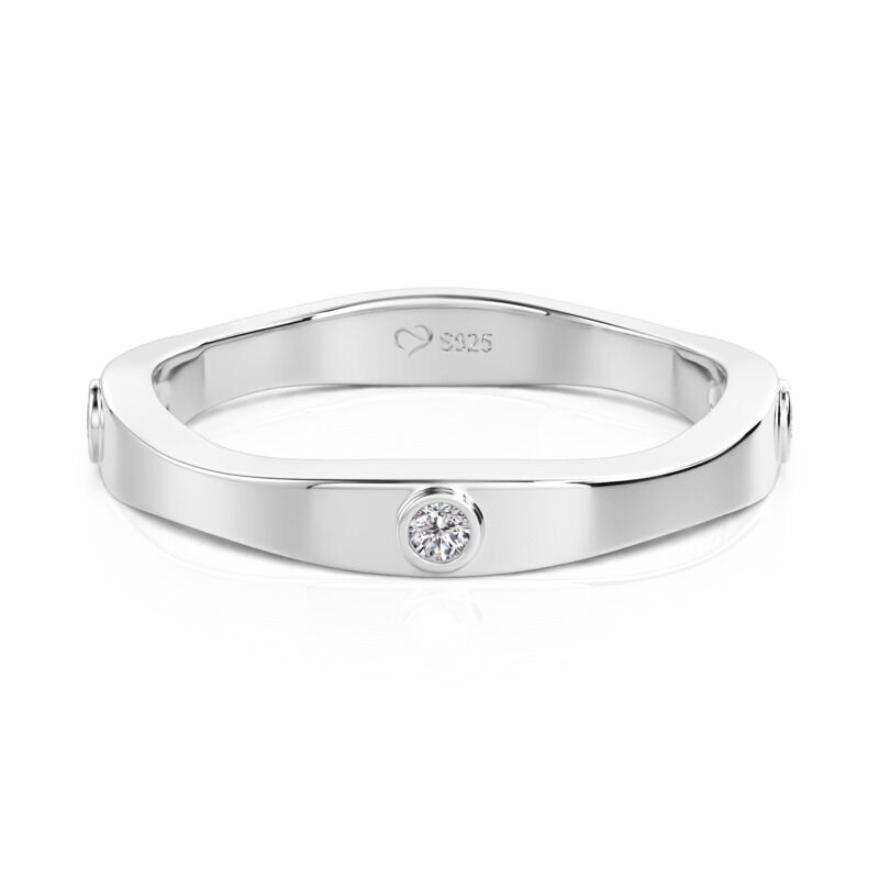 Jeulia Anillo de Boda Solitario Clásico para Hombres de Plata de Ley