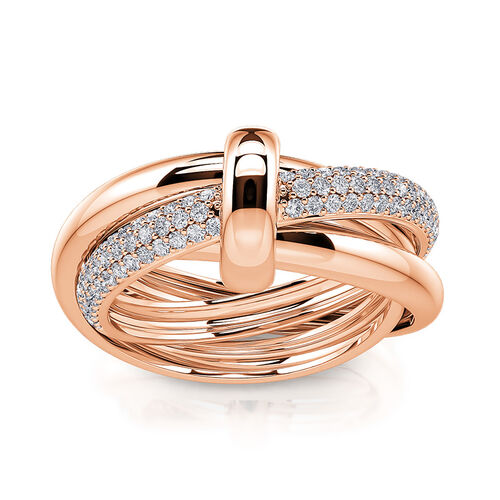 Jeulia Rose Gold Tone Triple Link Knot Sterling Silver Ring Jeulia Jewelry