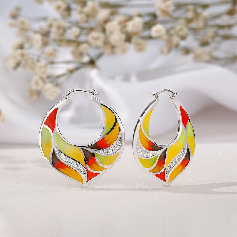 Jeulia "Bold & Bright" Multicolored Enamel Sterling Silver Earrings