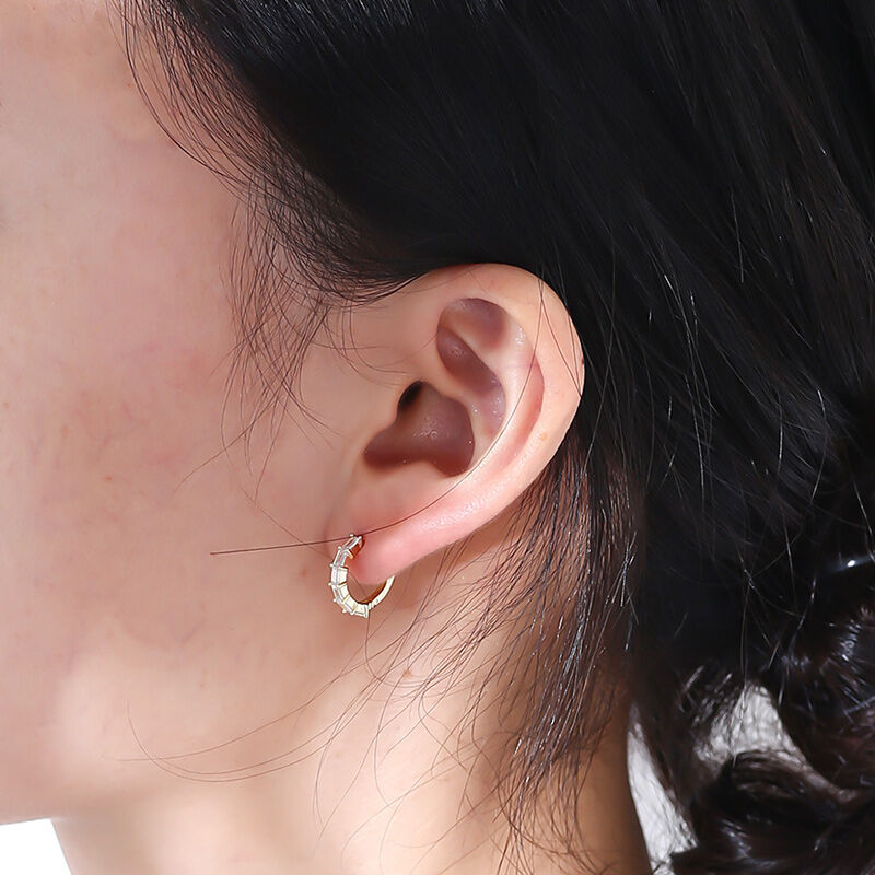 Jeulia Classic Emerald Cut Sterling Silver Hoop Earrings