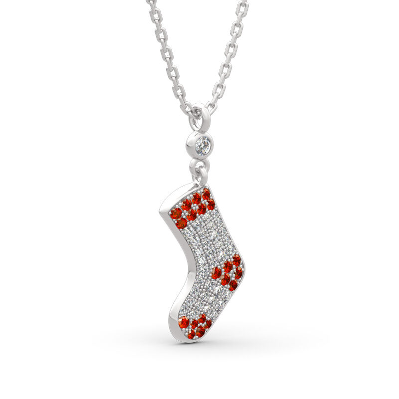Jeulia "Christmas Stocking" Sterling Silver Necklace