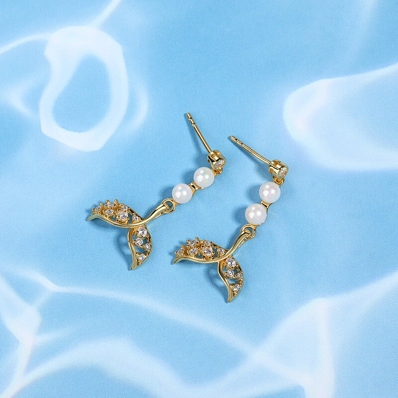 Jeulia "Marine Glamour" Mermaid Tail Cultured Pearl Sterling Silver örhängen