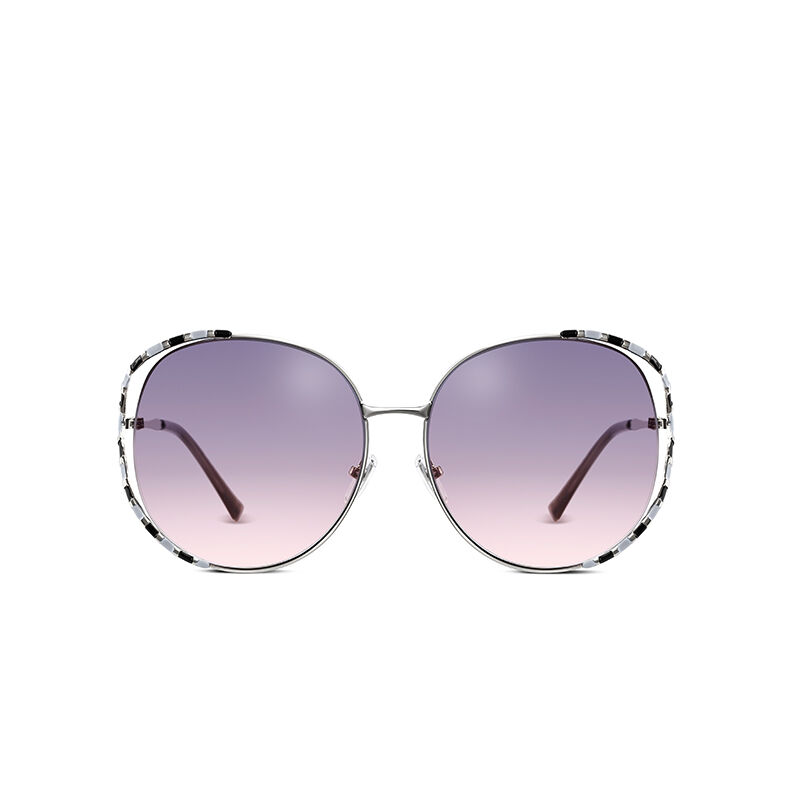 Jeulia "Lovely Wildling" Round Purple-Pink Gradient Polarized Women's Sunglasses