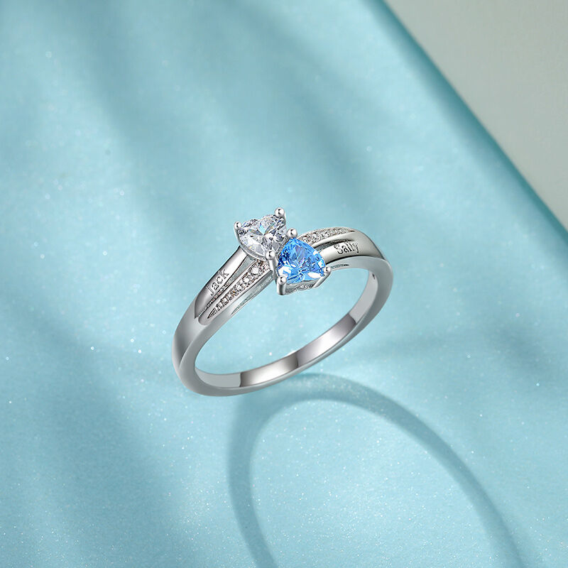 Jeulia "Shooting Star" Two Hearts Custom Name Promise Ring