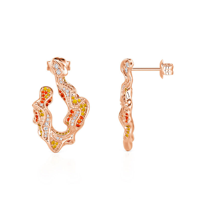 Jeulia x Leyla "Sunset Desert" Roze Gouden Onregelmatige Druppel Oorbellen in Sterling Zilver