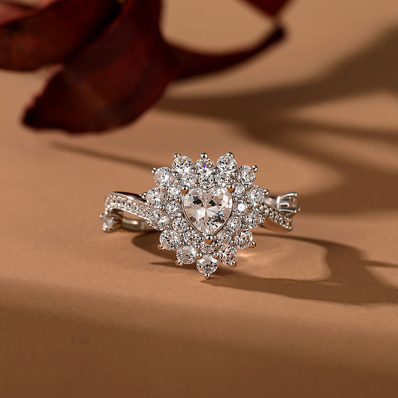Jeulia Anello di Promessa Cuore Doppio Alone con Torsione in Argento Sterling
