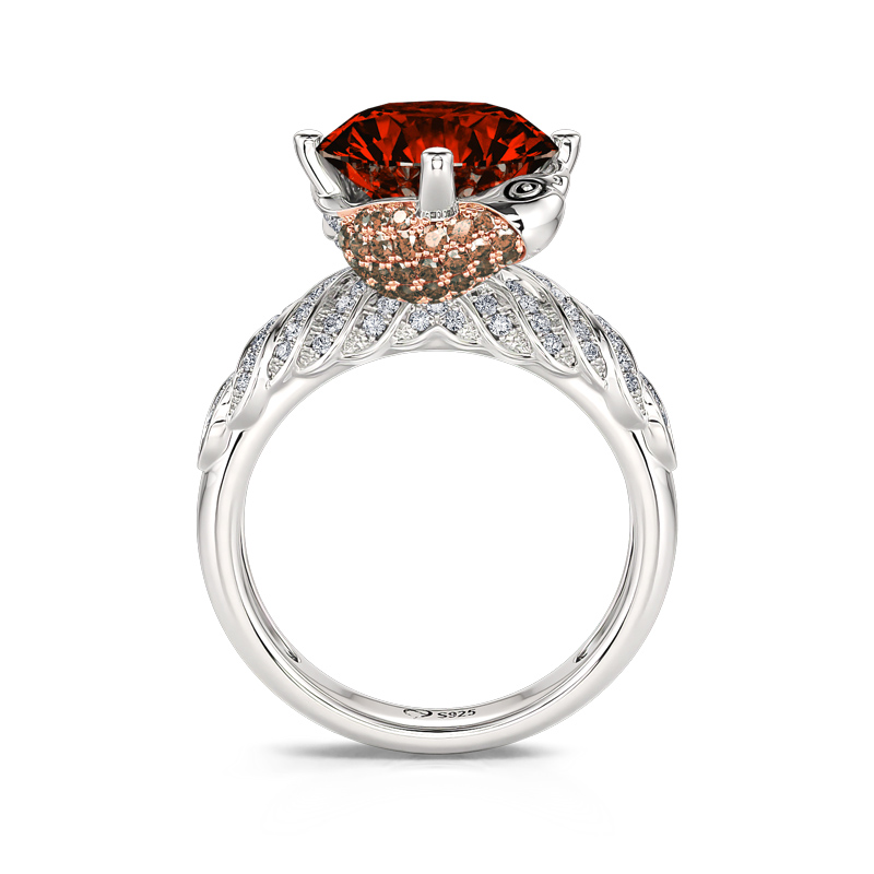 Jeulia "Beauty and Majesty" Eagle Round Cut Sterling Silver Ring