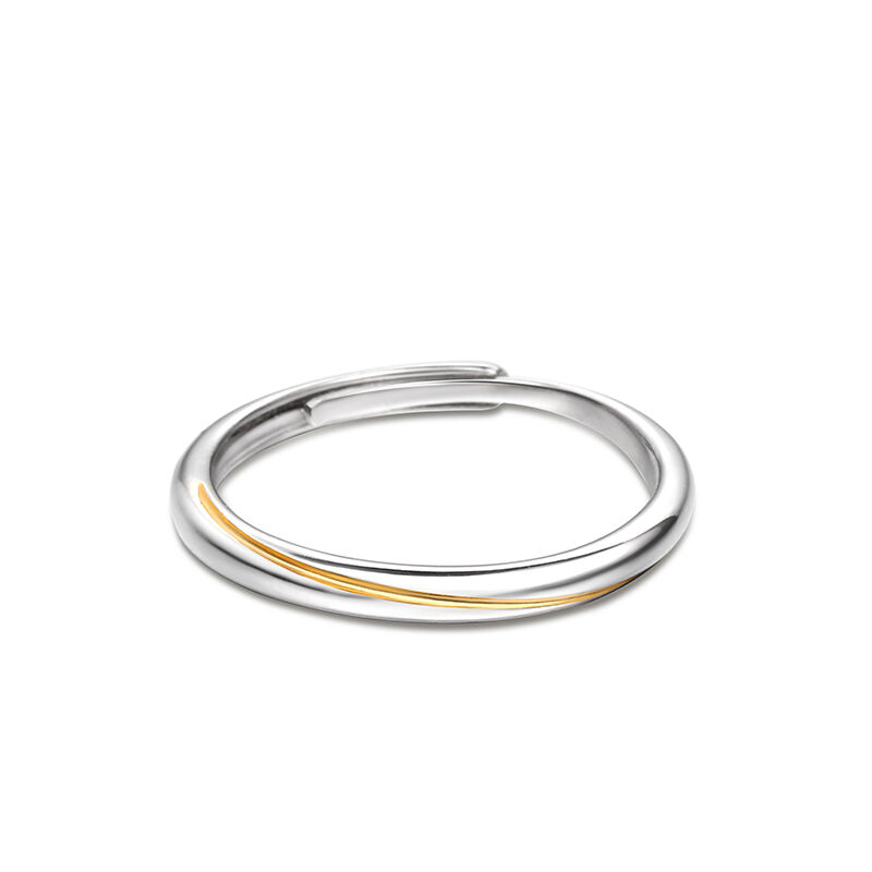 Jeulia "Every Side of Love" Mobius Two Tone Adjustable Sterling Silver Women's Band