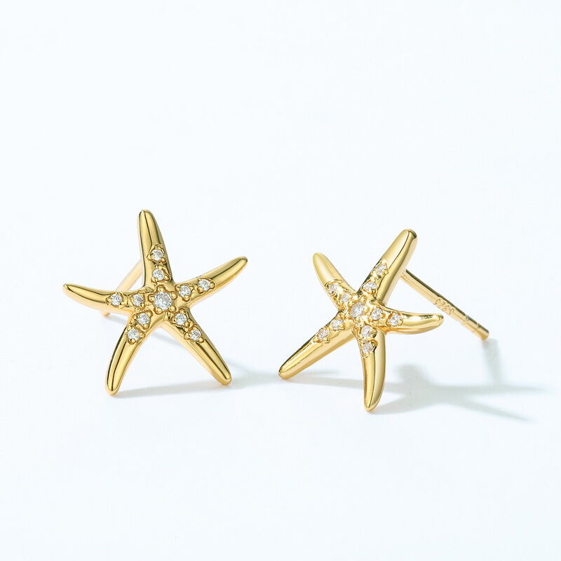 Jeulia "Sea Fun" Starfish Gold Tone Sterling Silver Jewelry Set
