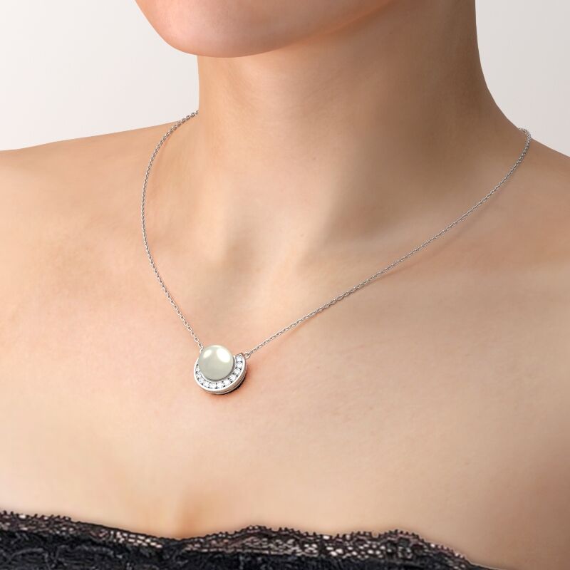 Jeulia Half-round Created Pearl Women's Necklace