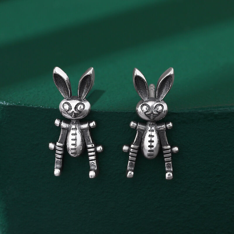 Jeulia "Mechanical Rabbit" Sterling Silver Earrings